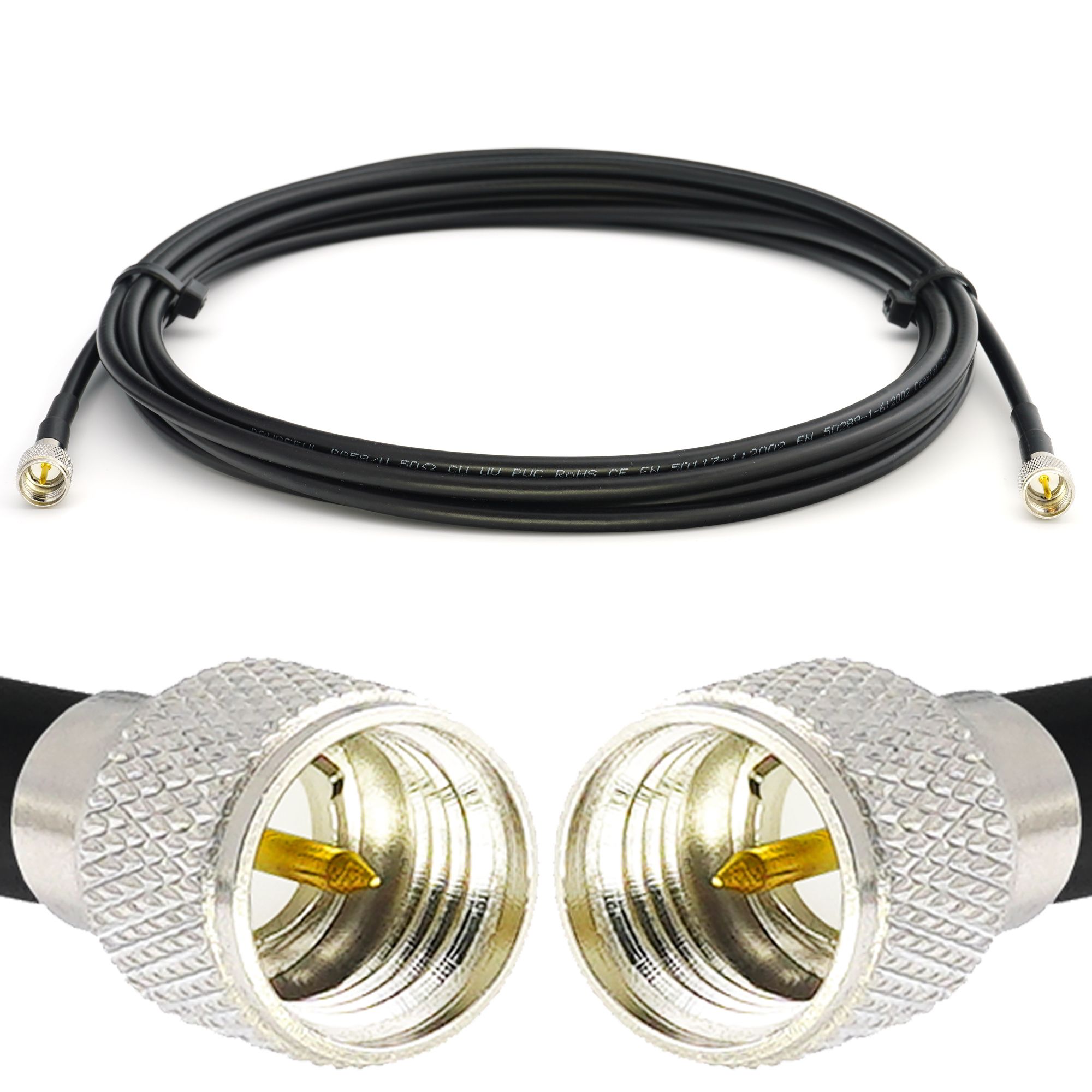 RANGEFUL Mini UHF Male to Mini UHF Male 10m RG58 Coaxial Cable 50 Ohm - Extension for HAM Radio, Marine RF, VHF, SDR, Amateur Radio