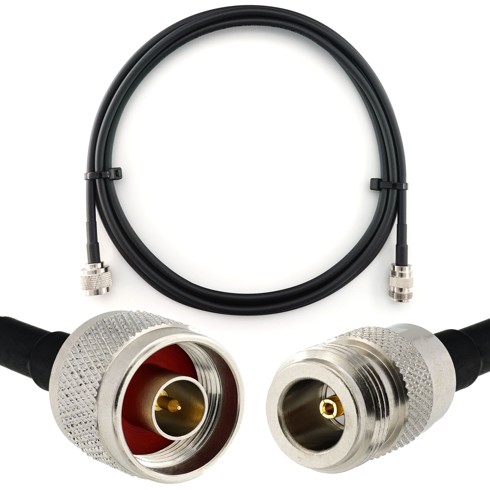 N Male to N Female 3m Coaxial Cable - HF240 (LMR 240 Equivalent) Waterproof Extension - For Wi-Fi Router, Radio Antenna, LTE Amplifier, GSM 4G/5G/6G Hotspot