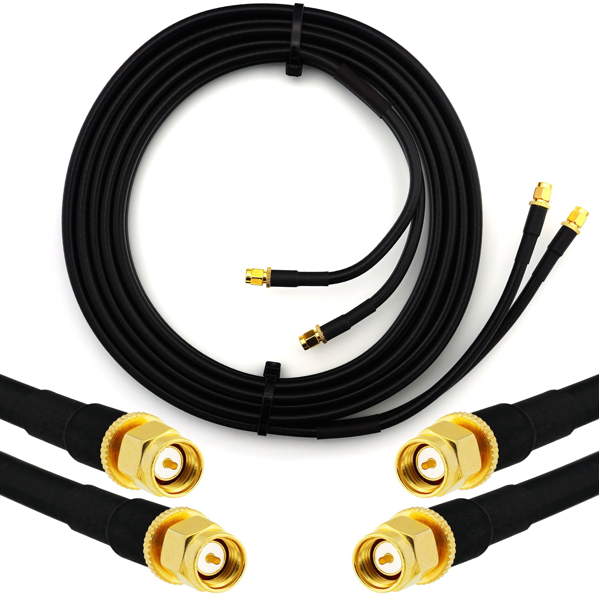 RANGEFUL SMA Male to SMA Male 12m Coaxial Cable - Double HF240 (LMR 240 equivalent) Waterproof Extension Cord - For WiFi Router, Radio Antenna, LTE Amplifier, GSM 4G/5G/6G, LTE Hotspot