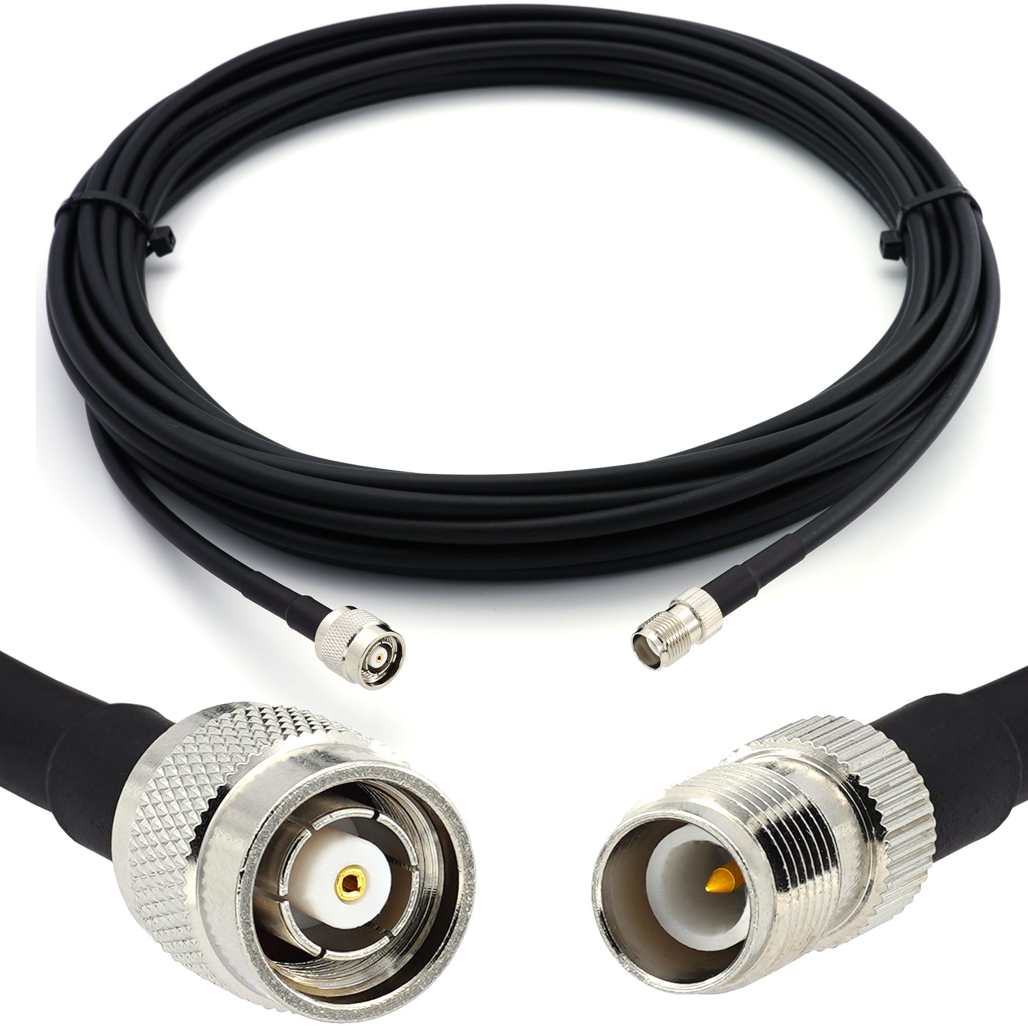 RP-TNC Male to RP-TNC Female 5m Coaxial Cable - HF240 (LMR 240 equivalent) Waterproof Extension Cord for WIFI Router, LTE Antenna, GSM 4G/5G Amplifier, Hotspot