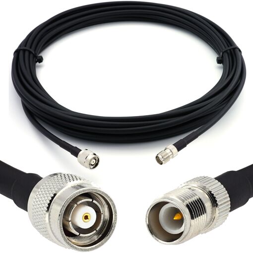 Câble coaxial RP-TNC mâle à RP-TNC femelle de 5m - HF240 (équivalent LMR240) câble d'extension étanche pour routeur WIFI, antenne LTE, amplificateur GSM 4G/5G, point d'accès