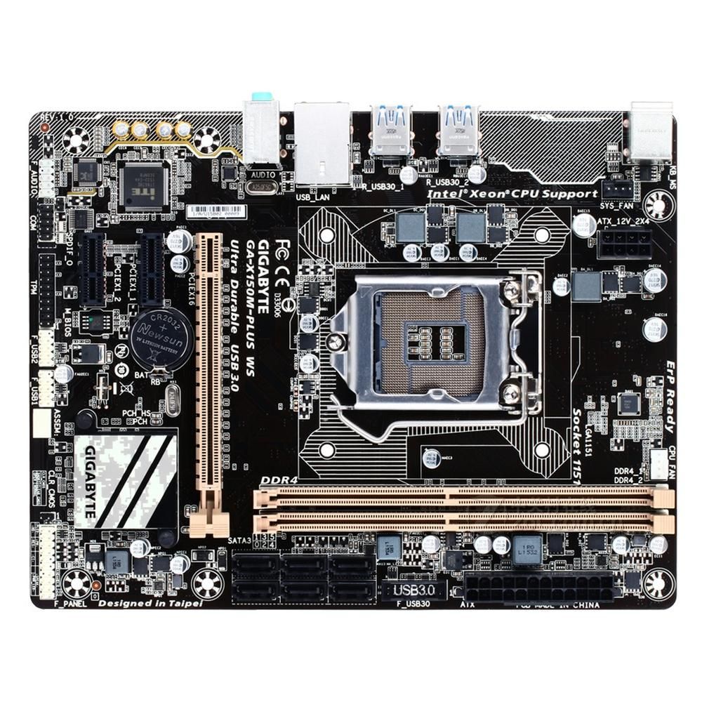Gigabyte X150M-PLUS WS Motherboard (Rev. 1.0) - Intel C232, LGA 1151, DDR4, 32GB