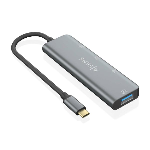 AISENS Type-C Hub & Adapter, USB 3.2 Gen 2 (3.1 Gen 2) 10Gbps, Gray