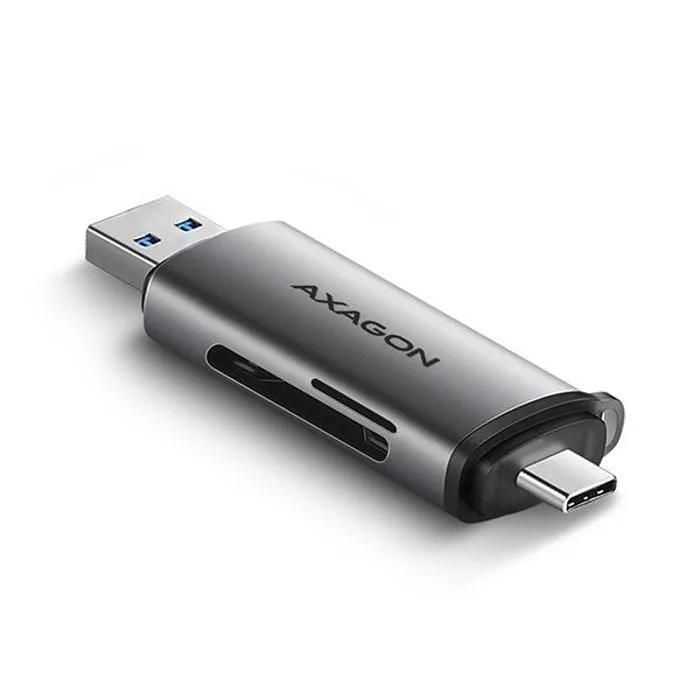 Axagon Memory Card Reader - ZUCR-082 - USB 3.2 Gen1 Type C/A - Compatible SD/microSD - Grey Metal