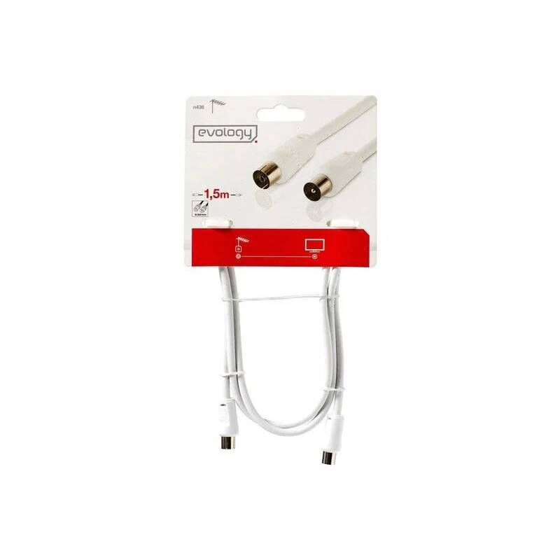 EVOLOGY Coaxial Cable 9.52m² Male/Female, White, 1.5m