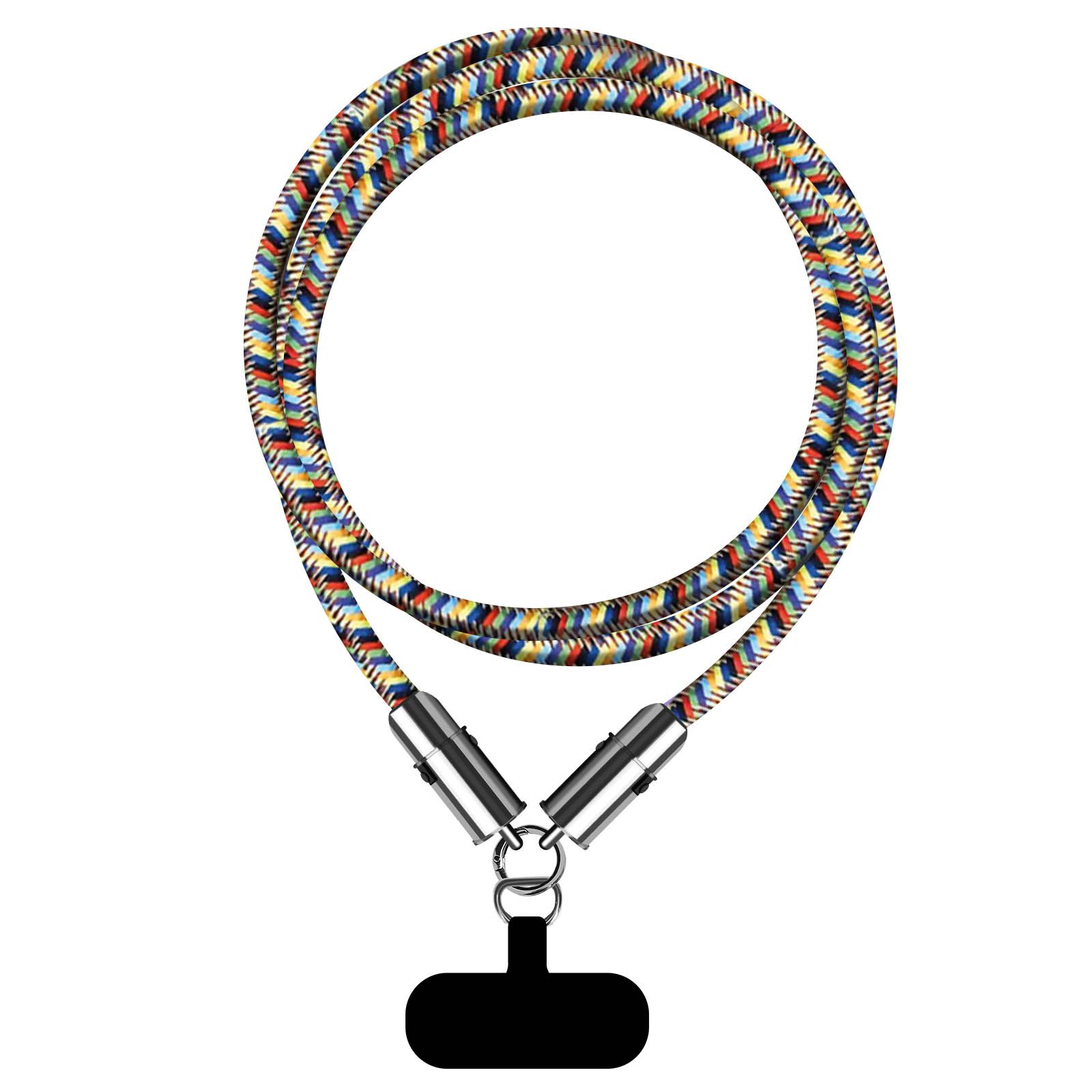 Moxie Cable Neck Strap with USB C to USB C Connector, 1.2m Long - Multi-Color