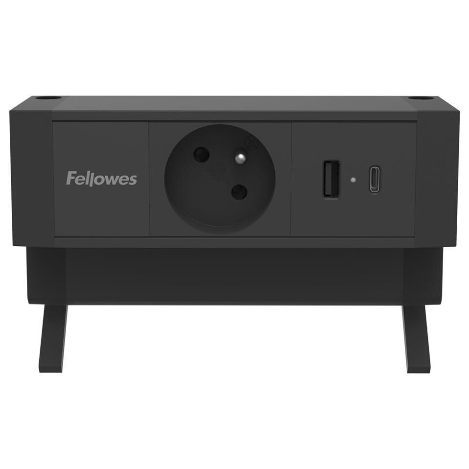Fellowes Desk UP 2.0 Power Strip - Surface Mount - 15.5 Watt - 3 Outlets (Type E, USB, 24-pin USB-C)