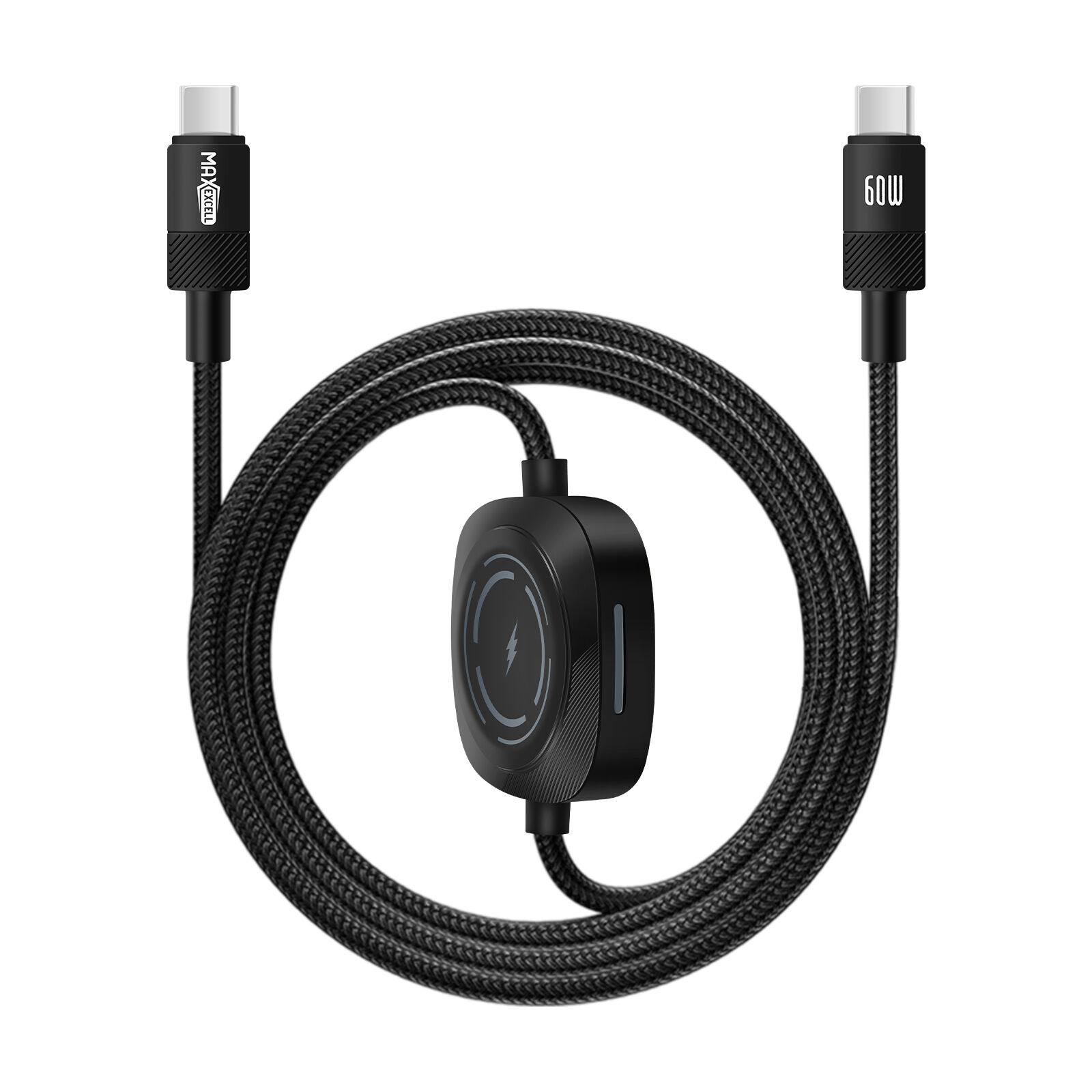 MAXEXCELL 60W USB-C to USB-C Cable and Apple Watch Nylon Braided 1m