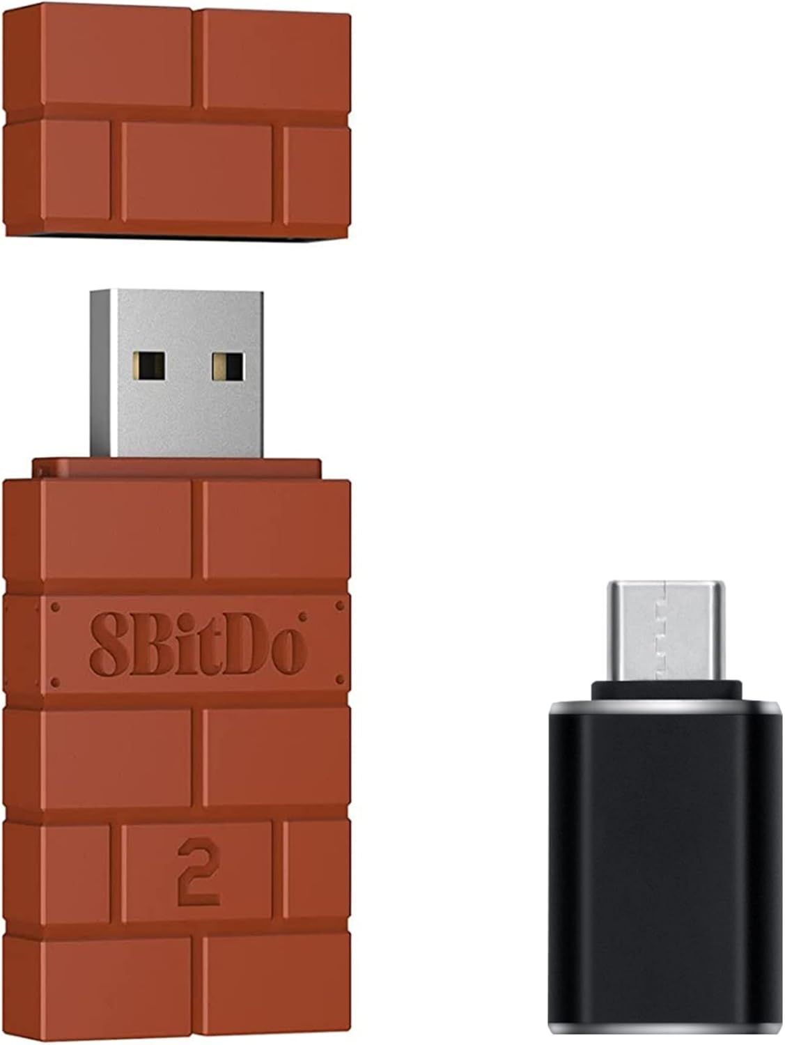Adaptador USB inalámbrico 8Bitdo 2 con interruptor OTG, compatible con OLED/Switch, Windows, Mac, Raspberry Pi y controladores de Xbox Series X|S/Xbox One/Switch Pro/PS5 (se adapta a Switch 2)