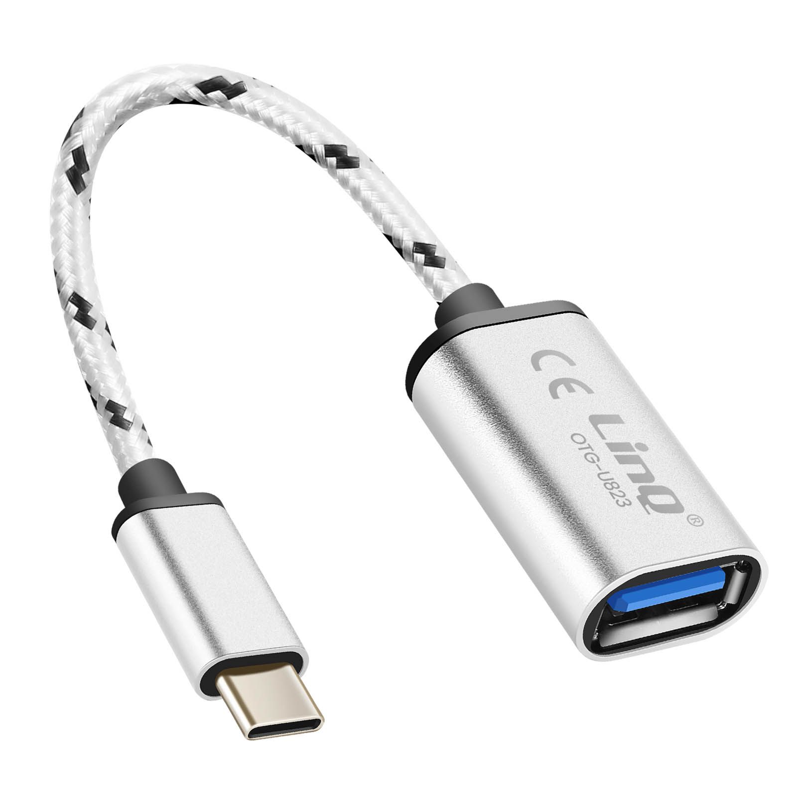LinQ USB-C to USB OTG Adapter Cable, 15cm Silver
