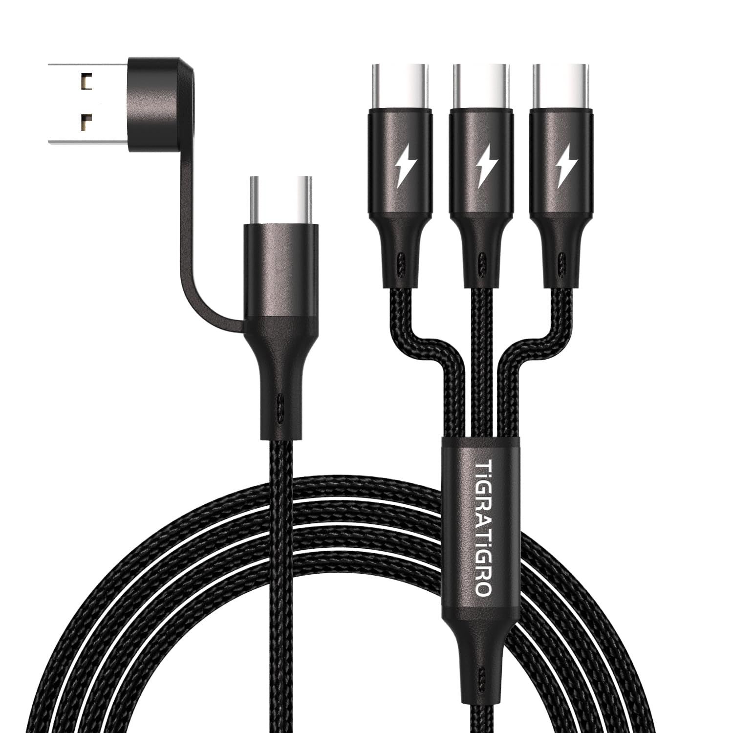 Cabo de carga múltiple TIANYI 3 en 1, 1,8 m con adaptador USB C hembra a USB macho