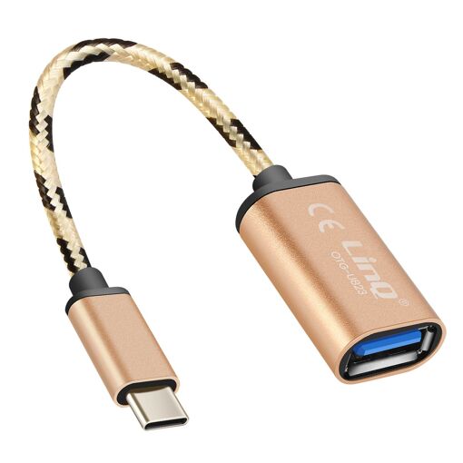 LinQ USB-C to USB OTG Adapter (15cm) - Gold