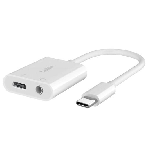 Belkin Rockstar USB-C to USB-C and 3.5mm Jack Adapter - White