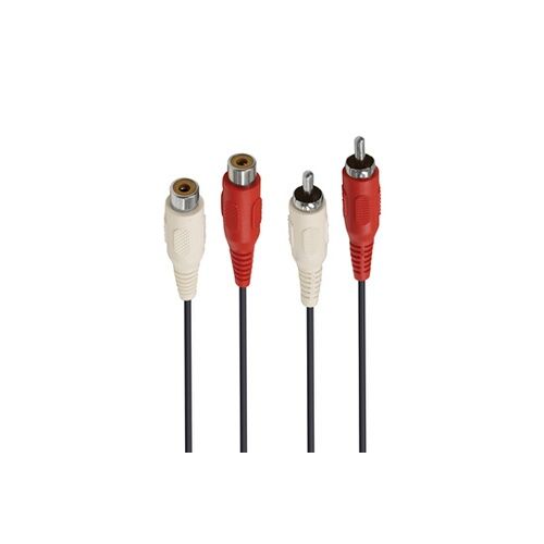 Accsup 2 RCA Male to 2 RCA Female Extension Cable, 2.5M Black