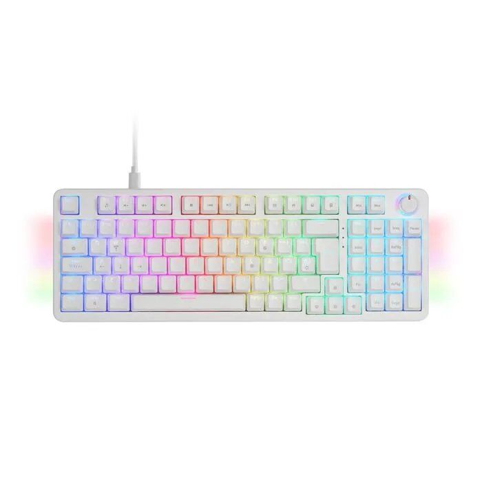 Teclado mecánico de juego Mars Gaming MKPROWBES - Blanco - Iluminación RGB - 97 teclas - Intercambiable caliente - USB-C