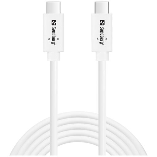 Cable Sandberg USB-C 3.2 Gen 2 (3.1 Gen 2), 2 m, 10 Gbps, 100 W, Blanco