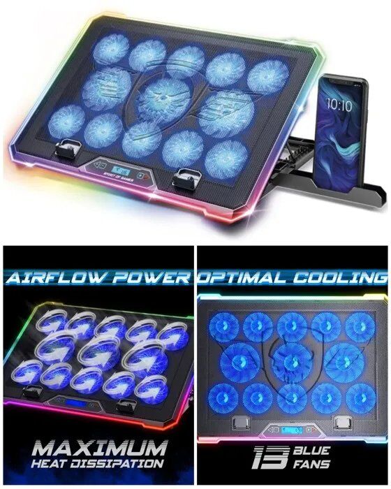 AIRBLADE Gaming Cooler - 13 Fans - LCD Screen - RGB