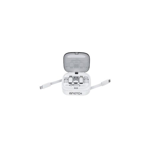Adaptador multi formato MBG Francia - USB-A/USB-C/Micro USB/Lightning con estuche blanco compacto