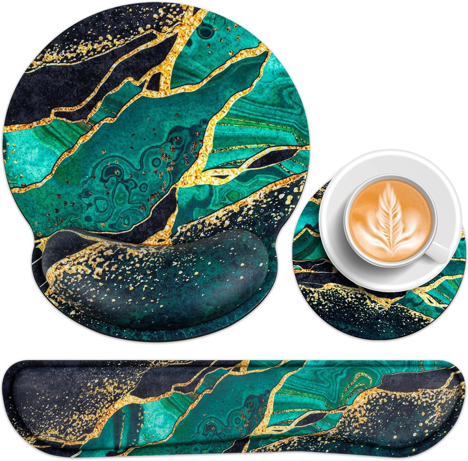 Ergonomic Gel Mouse Pad with Memory Foam Wrist Rest, Non-Slip Underpad for Gaming and Office Use - Synergia Serenite