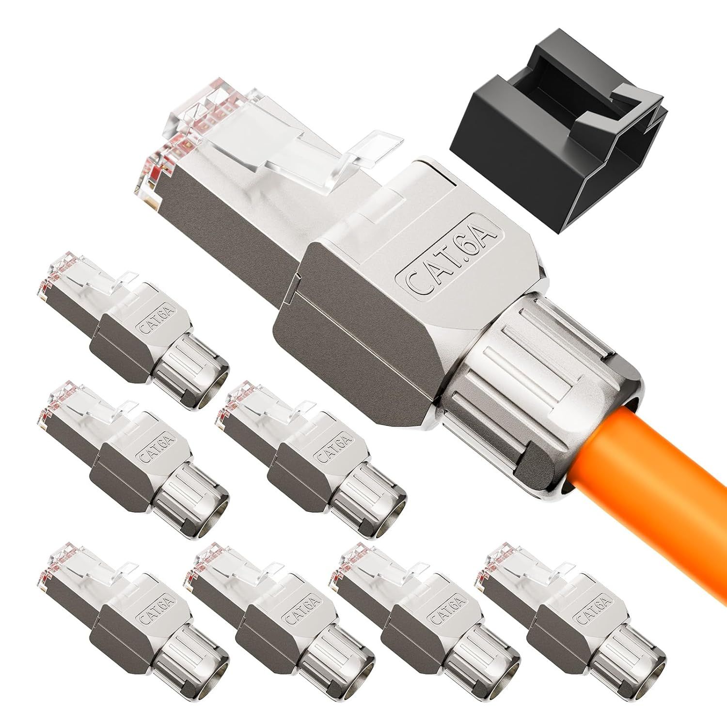 Conector RJ45 sin herramientas Cat6A/Cat6 para la instalación de cables de red, blindado de 10 Gbps 500 MHz, compatible con cables Ethernet de 22-24 AWG, 8 unidades