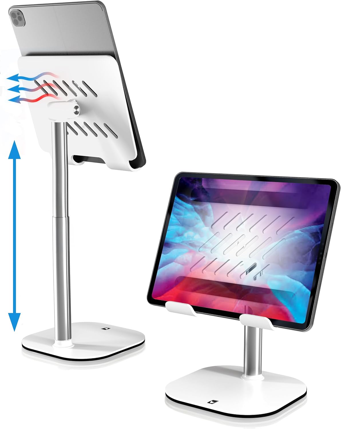 Adjustable Tablet Holder, 7-9 inch, Premium iPad Desk Stand, Inclinable 270° for Monitors 15.6-17", Compatible with iPad, Kindle, Surface, Samsung Galaxy Tab