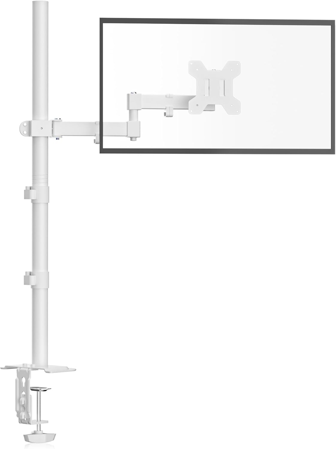 Adjustable Desk Monitor Stand, 80cm Arm, Ergonomic for 13-32 inch Screens, VESA 75/100mm, 10kg Capacity, White
