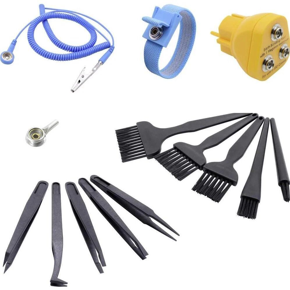 Quadrios ESD Grounding Box, 3.6m Lead, Push-Button, 10mm Banana Plug & Crocodile Clip (25EC172)