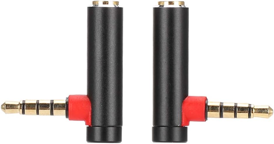 Adaptador de audio Subzonal 3.5 mm - ángulo recto de 90 grados, pack de 2 adaptadores macho a hembra para el conector jack estéreo del auricular