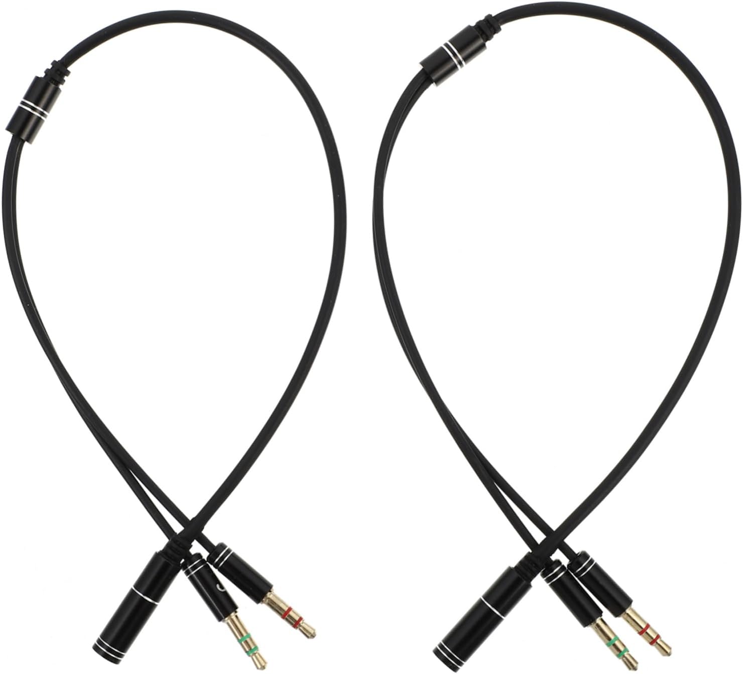 Cable divisor de audio Subzonal 3,5 mm 2 piezas de 30 cm para micrófono y auriculares, adaptador de conector macho a hembra, compatible con computadora portátil y teléfono inteligente, negro