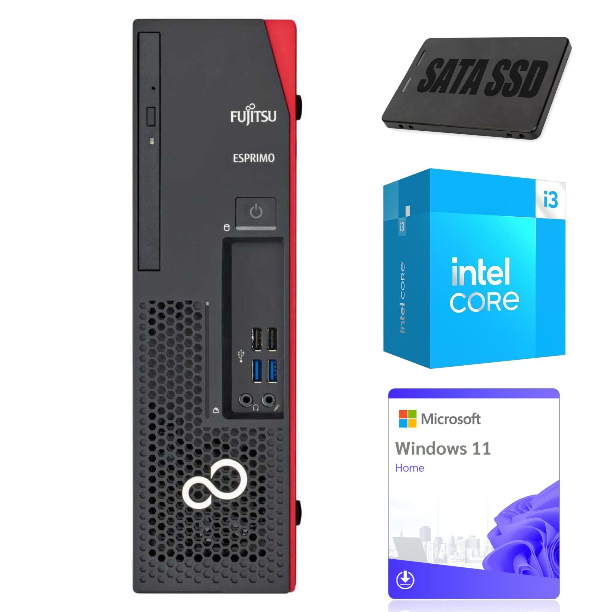 Fujitsu ESPRIMO D538 SFF Desktop PC i3-9100 16GB 256GB SSD Win11Pro PL Class A