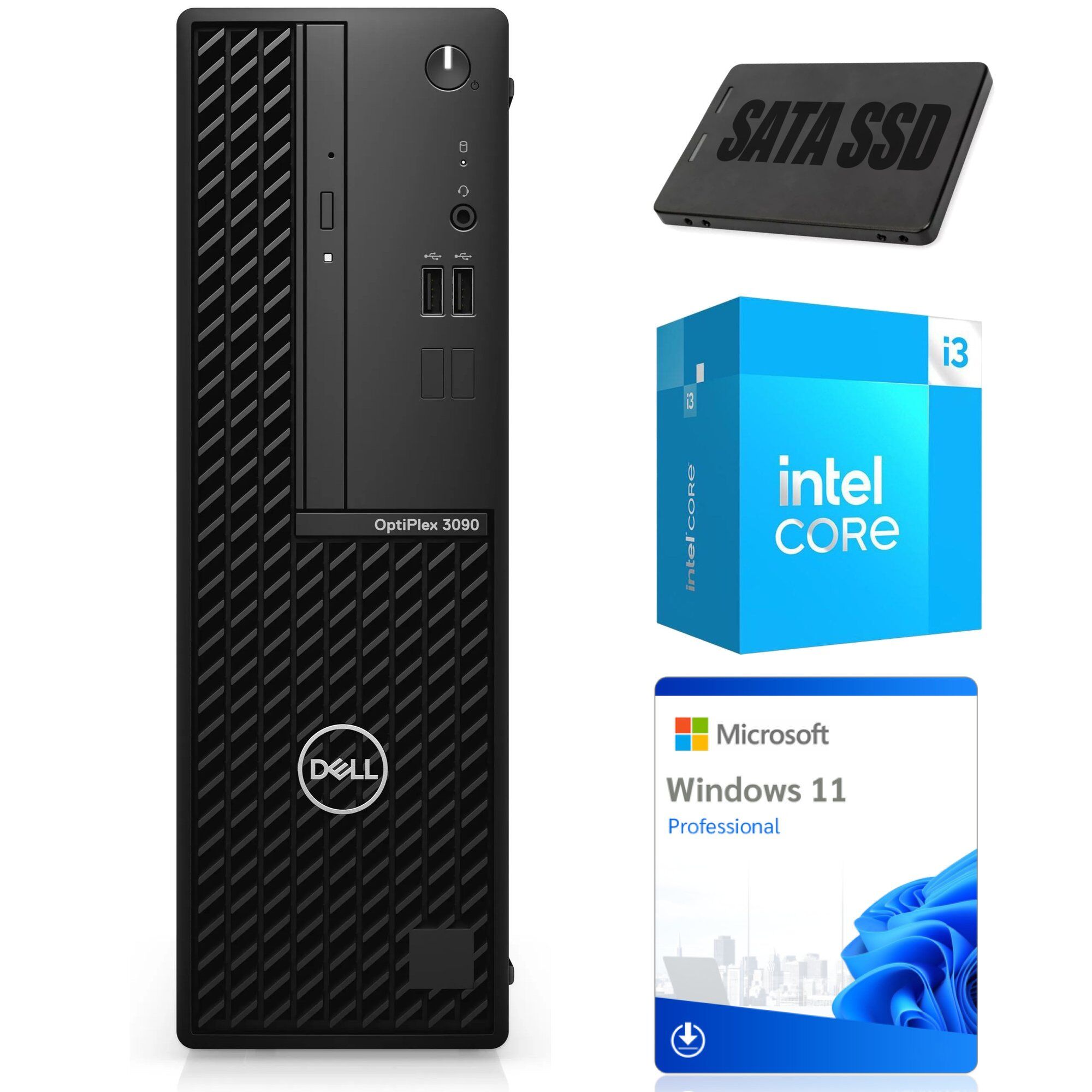 Ordenador de escritorio Dell OptiPlex 3090 SFF con procesador Intel Core i3-10105, 8GB RAM y 256GB SSD, Windows 11 Pro, Clase A