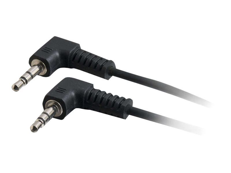 Cable de audio C2G Value Series, 3 m, estéreo minijack macho 3,5 mm a macho, negro, conectores de 90° y doblados