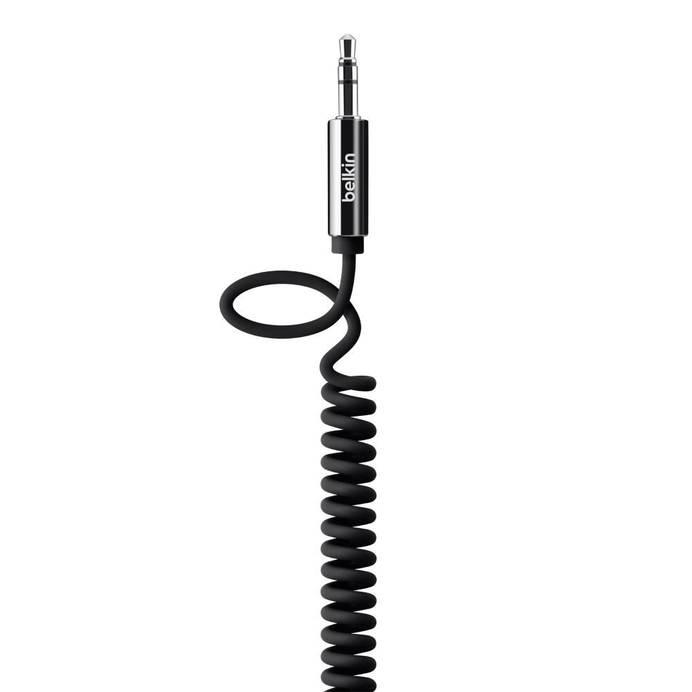 Cable Belkin MIXIT Enrollado - Cable de Audio - Mini jack 3.5mm macho a macho - 1.8 m - Negro