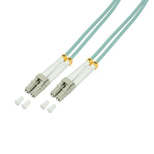 2direct Multi-Mode LC to LC Fiber Optic Cable, 20m, Duplex, OM3, 50/125 Microns, Halogen Free, Turquoise