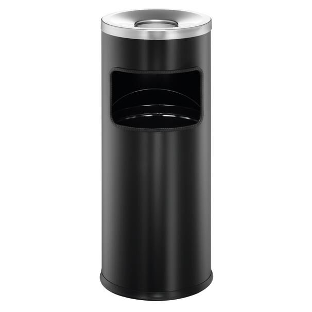 Durable Metal Round Bin, Black