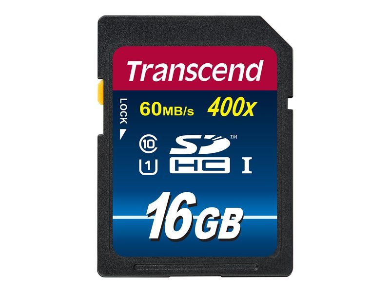 Tarjeta de memoria flash Transcend Premium - 16 GB - Clase UHS 1/Clase 10 - 400x - SDHC UHS-I