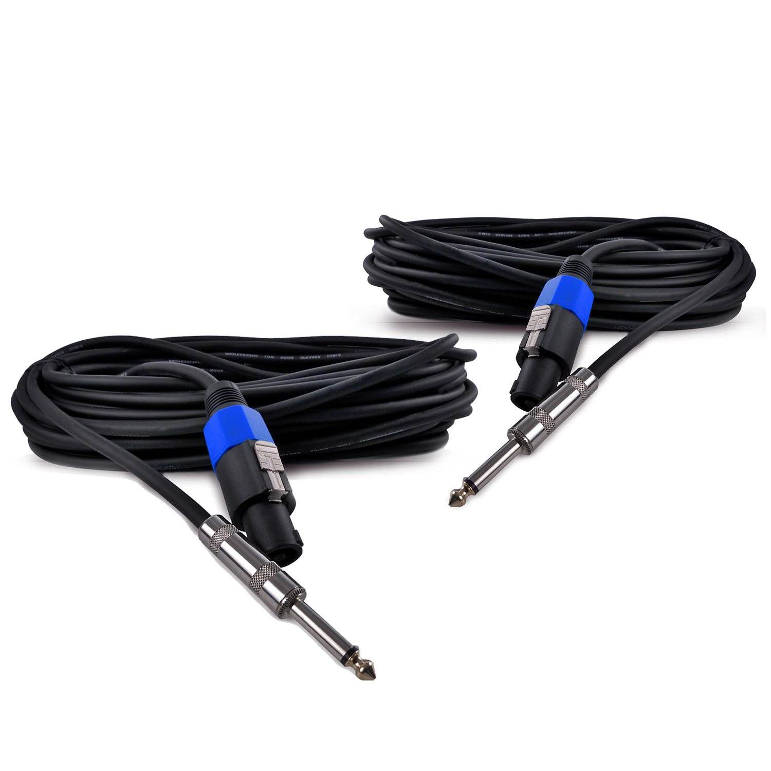 Soundlab 2-Pack 6.35mm Jack to Speakon Male Cable, 10m