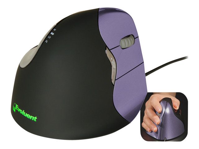 Evoluent VerticalMouse 4 Small - Ergonomic Vertikal Mouse - Right-Handed - Optical - 6 Buttons - Wired - USB