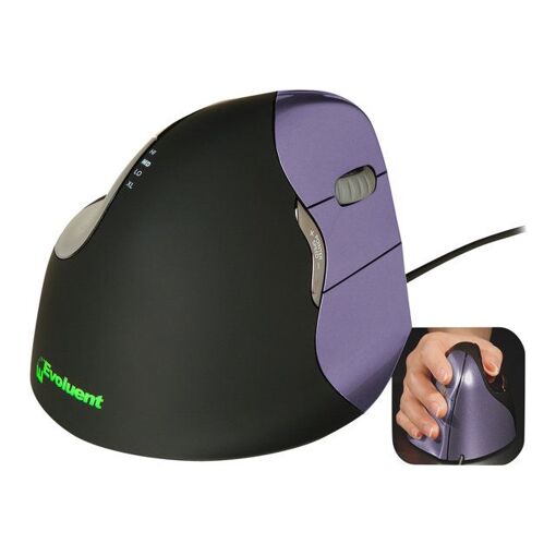 Evoluent VerticalMouse 4 Pequeño - Ratón Vertical Ergonómico - Para diestros - Óptico - 6 botones - Con cable - USB