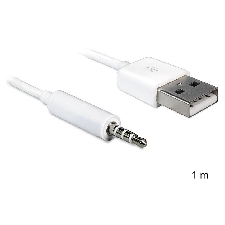 Delock USB Charging/Data Cable - 1m, White for Apple iPod Shuffle (1G, 2G)