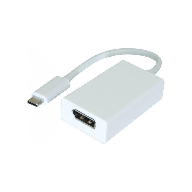 Adaptador de vídeo Exertis Connect - 9 cm USB-C a DisplayPort Femenino - Blanco - Compatible 4K