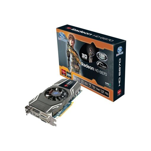 Carte graphique Sapphire Radeon HD 6870 - 1 Go GDDR5 - PCIe 2.1 x16 - 2 x DVI, HDMI, 2 x Mini DisplayPort