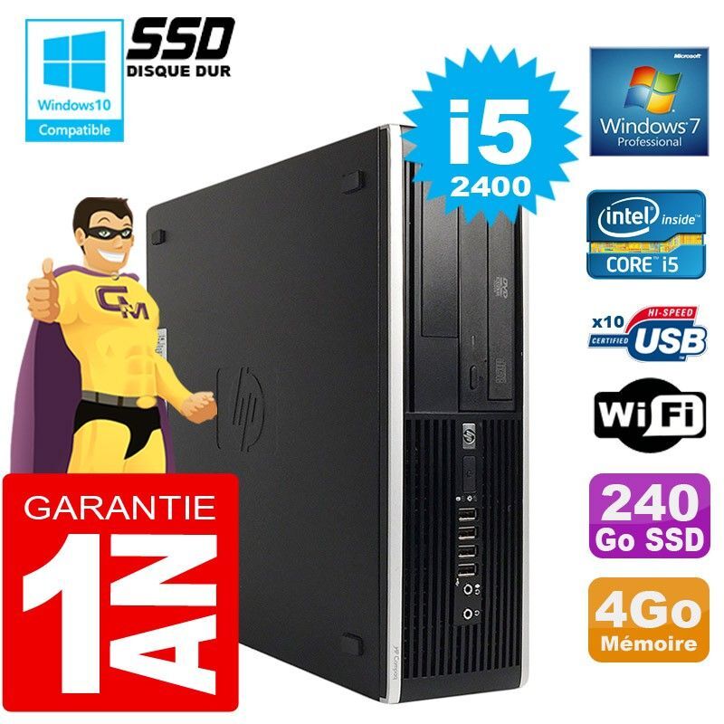 HP Compaq Elite 8300 SFF Desktop PC - Core i5, 4GB RAM, 240GB SSD, DVD Drive, WiFi, Windows 7 Pro