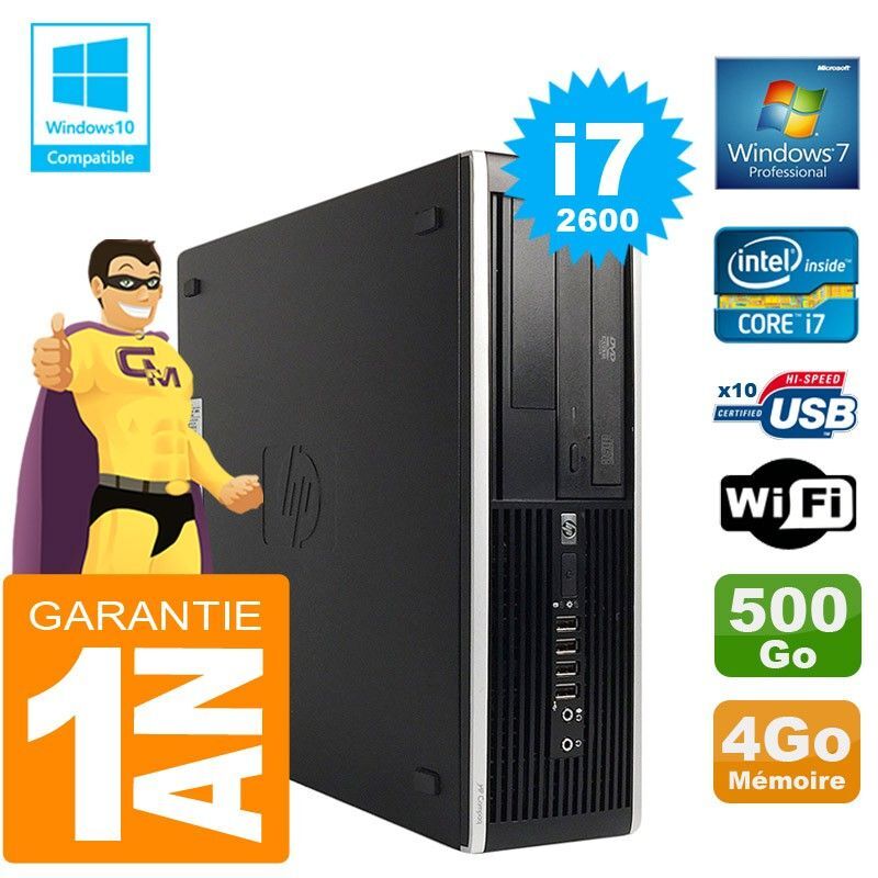 HP Compaq 8300 SFF Core i7-2600 4GB RAM 500GB HDD DVD Burner WiFi Windows 7