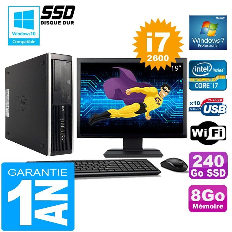HP Compaq 8300 SFF Desktop - Core i7-2600, 8GB RAM, 240GB SSD, WiFi, Windows 7 Pro