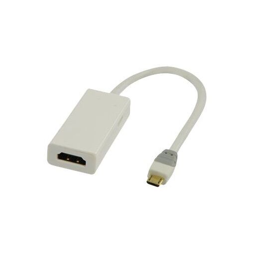 Bandridge Adapter - Network/Audio/Video - Micro-USB Type B Male to HDMI, Micro-USB Type B Female - 20cm - Triple Shielding - White