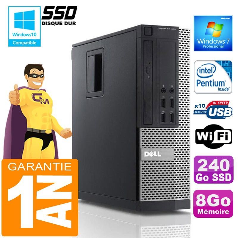 Dell 990 SFF PC - Intel G840, 8GB RAM, 240GB SSD, WiFi, Windows 7 Pro
