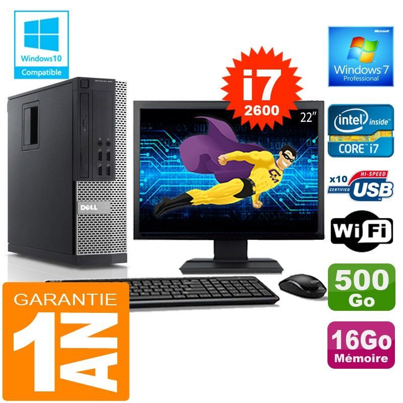 Dell 990 SFF Desktop - Core i7-2600, 16GB RAM, 500GB SSD, WiFi, Windows 7 Pro