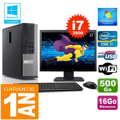 Ordenador de sobremesa Dell 990 SFF - Procesador Intel Core i7-2600, 16 GB de RAM, 500 GB SSD, WiFi, Windows 7 Pro