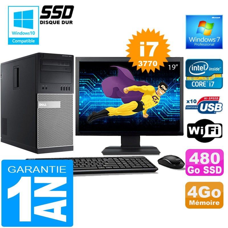 Dell 7010 Tower - Intel Core i7-3770, 4GB RAM, 480GB SSD, Windows 7 Pro